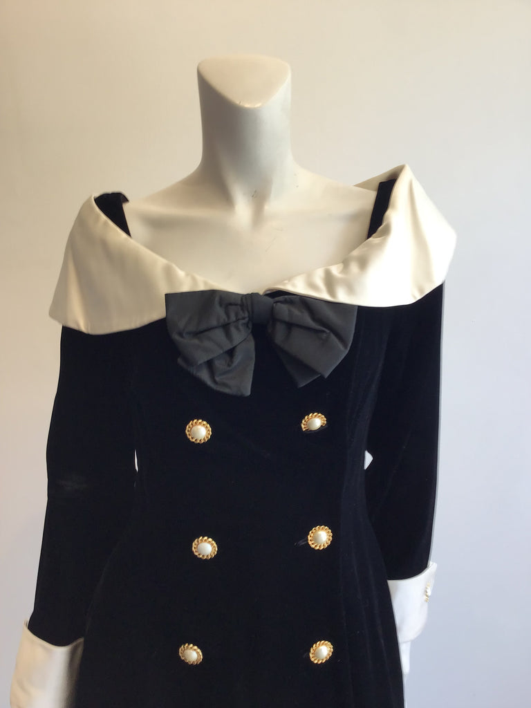 1980’s Black/White Silk Bellville Sassoon Cocktail Dress Size 8