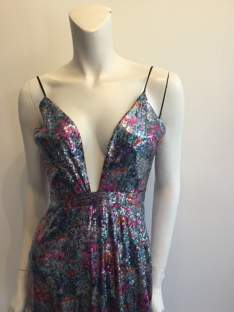 2000s Remus Brooks Multicolored Sequins  Evening  Dress Size 6