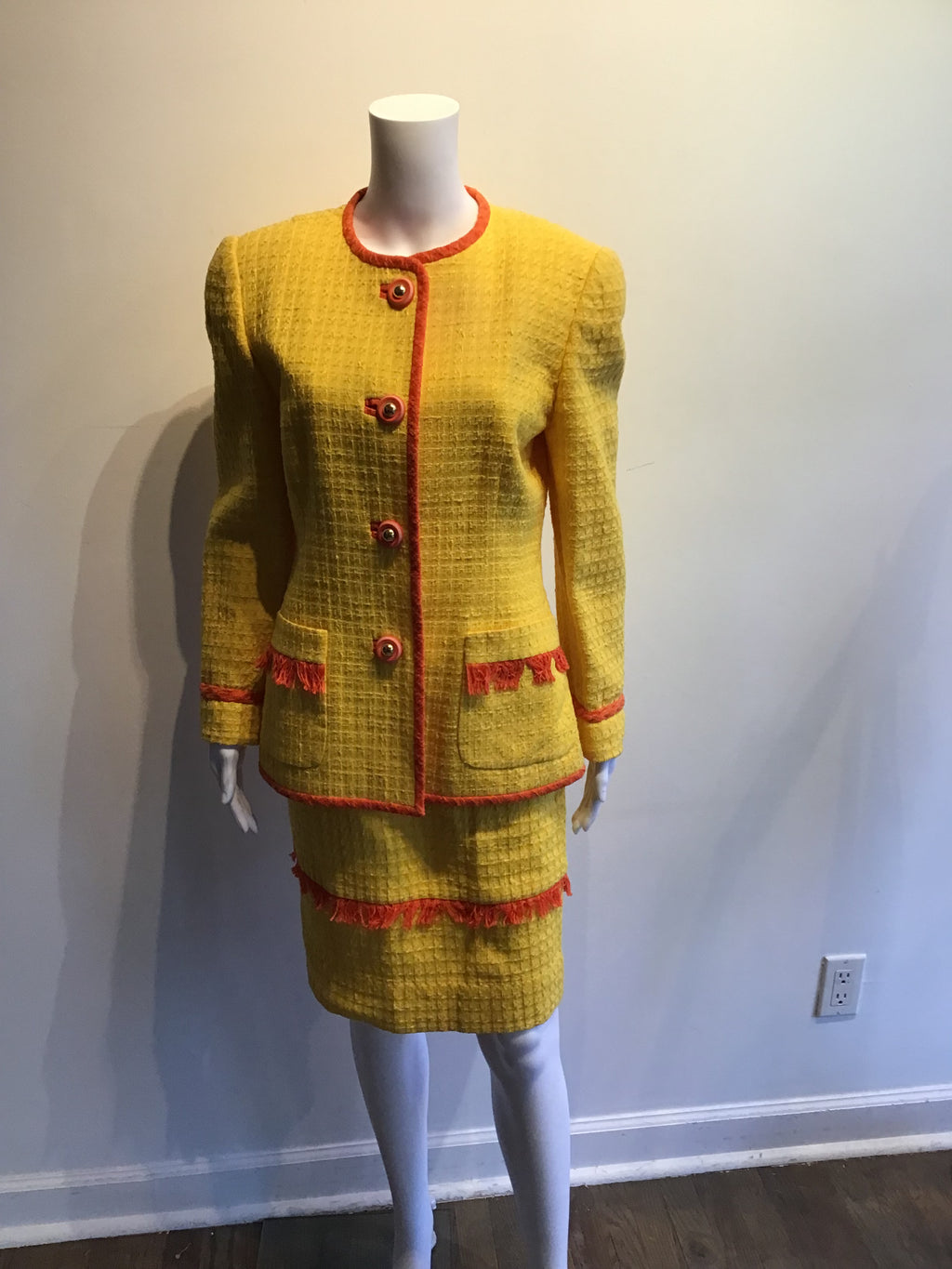 1980’s David Hayes Yellow/Orange Cotton Blend Suit Size 8