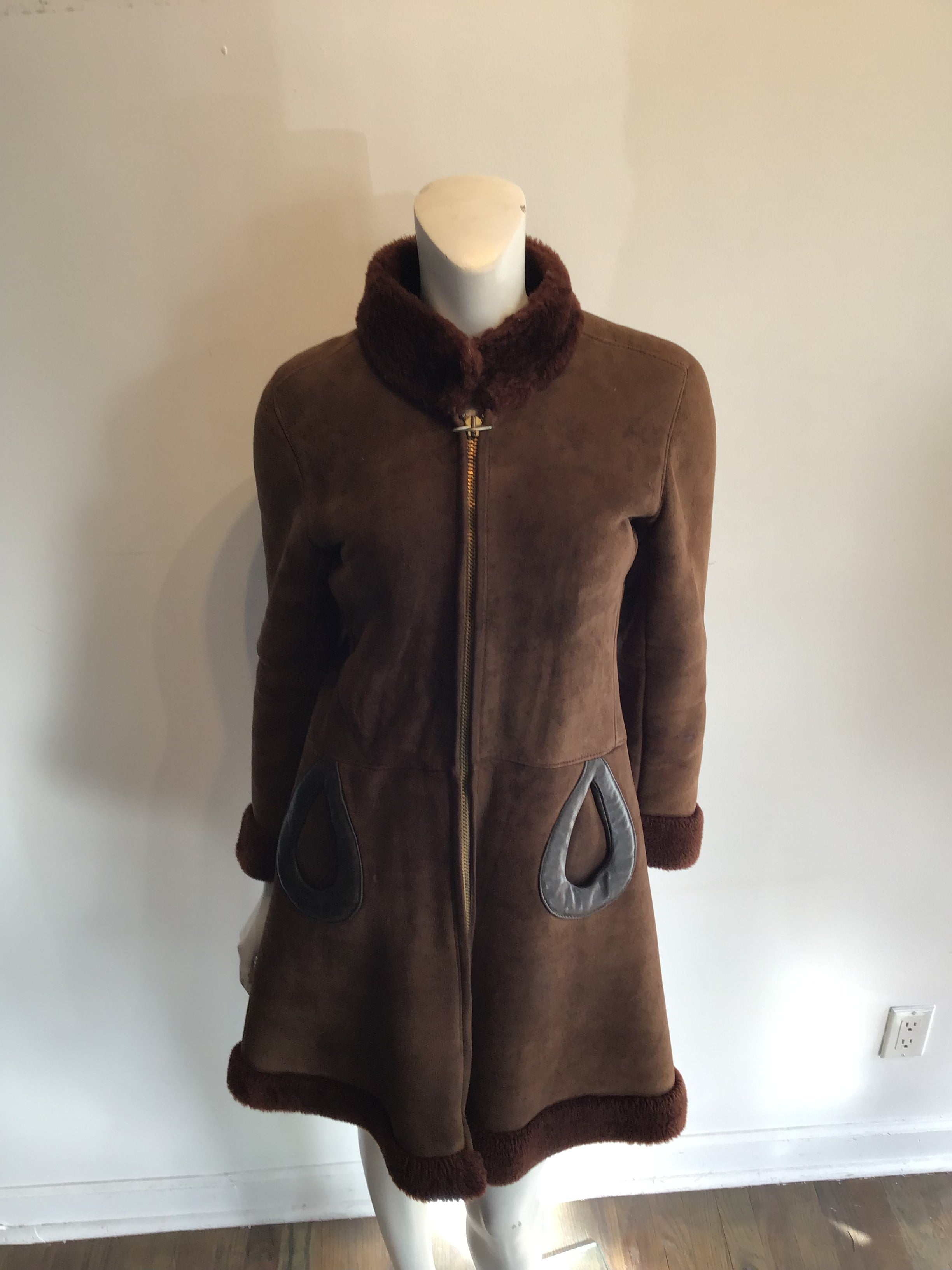 Late 1960s Pierre Cardin Brown Suede Coat Size 6