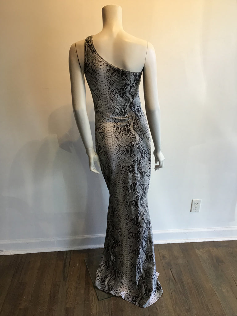 1980s Black/White Python Print Patrick Kelly Evening Gown Size 2 Never Worn