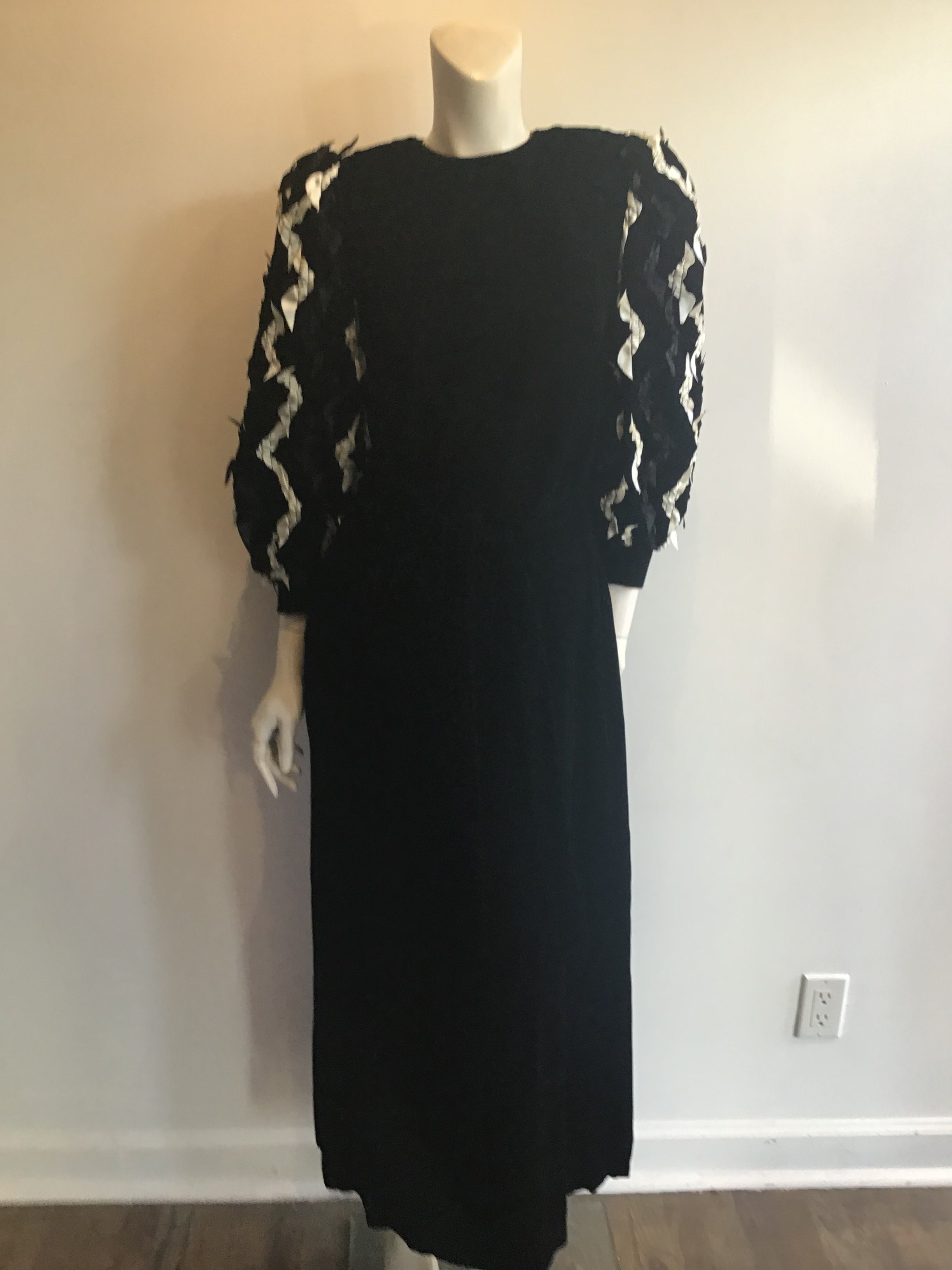 1980's David Brown for Saks Black Velvet Evening Dress
