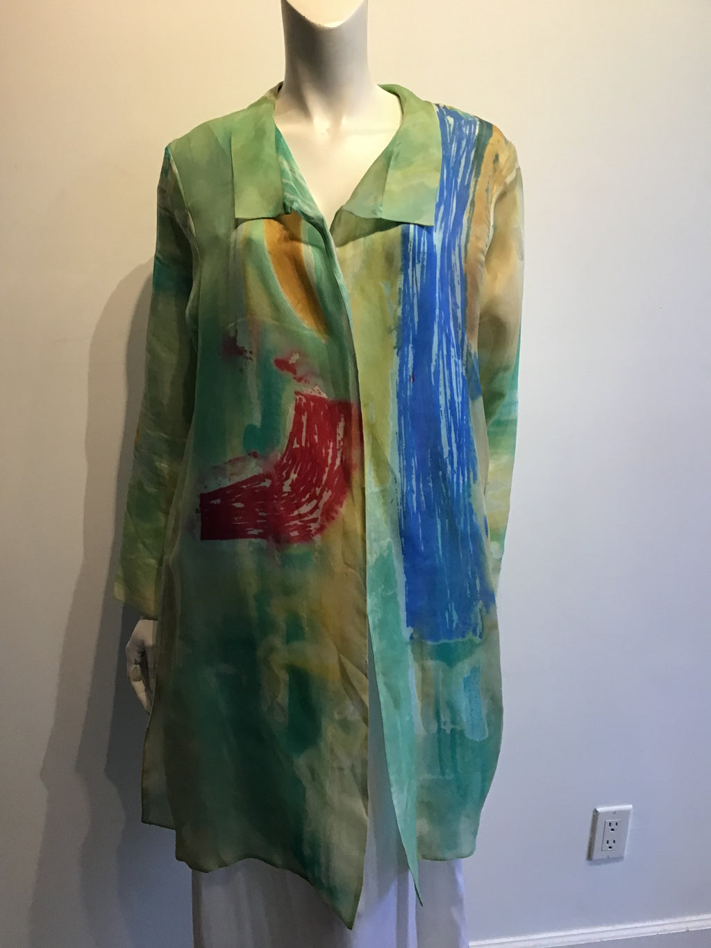 2000 Carole Waller Hand Painted Silk Jacket Size up to 12