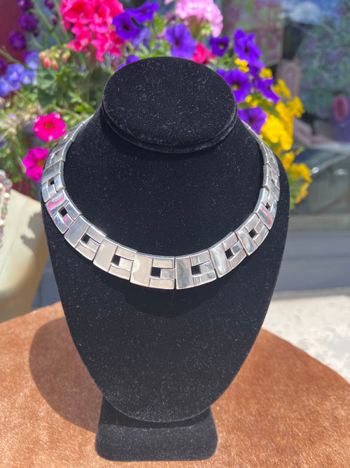vintage 1980s mexican sterling collar necklace 