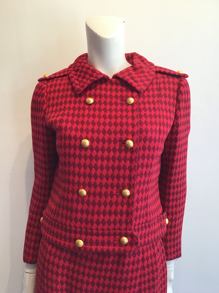 1960s Red and Black Wool Suit by Rose Bertin of Zurich Size 8