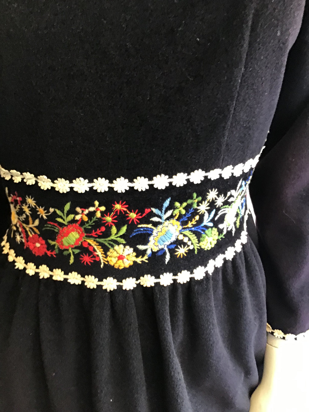 1960’s Black Cotton Blend Janet Lynn Maxi Dress Size 6