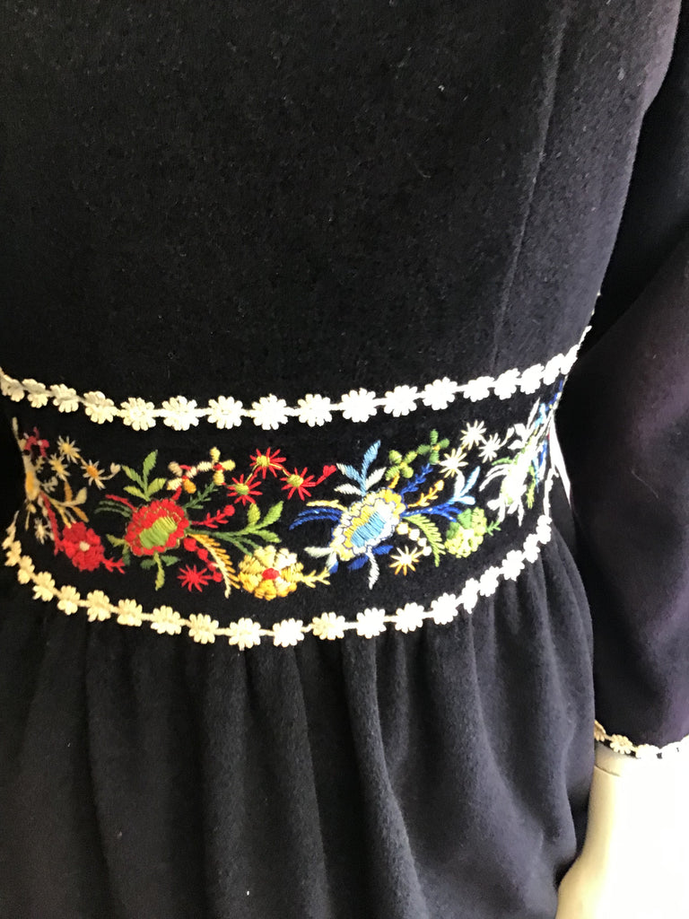 1960’s Black Cotton Blend Janet Lynn Maxi Dress Size 6