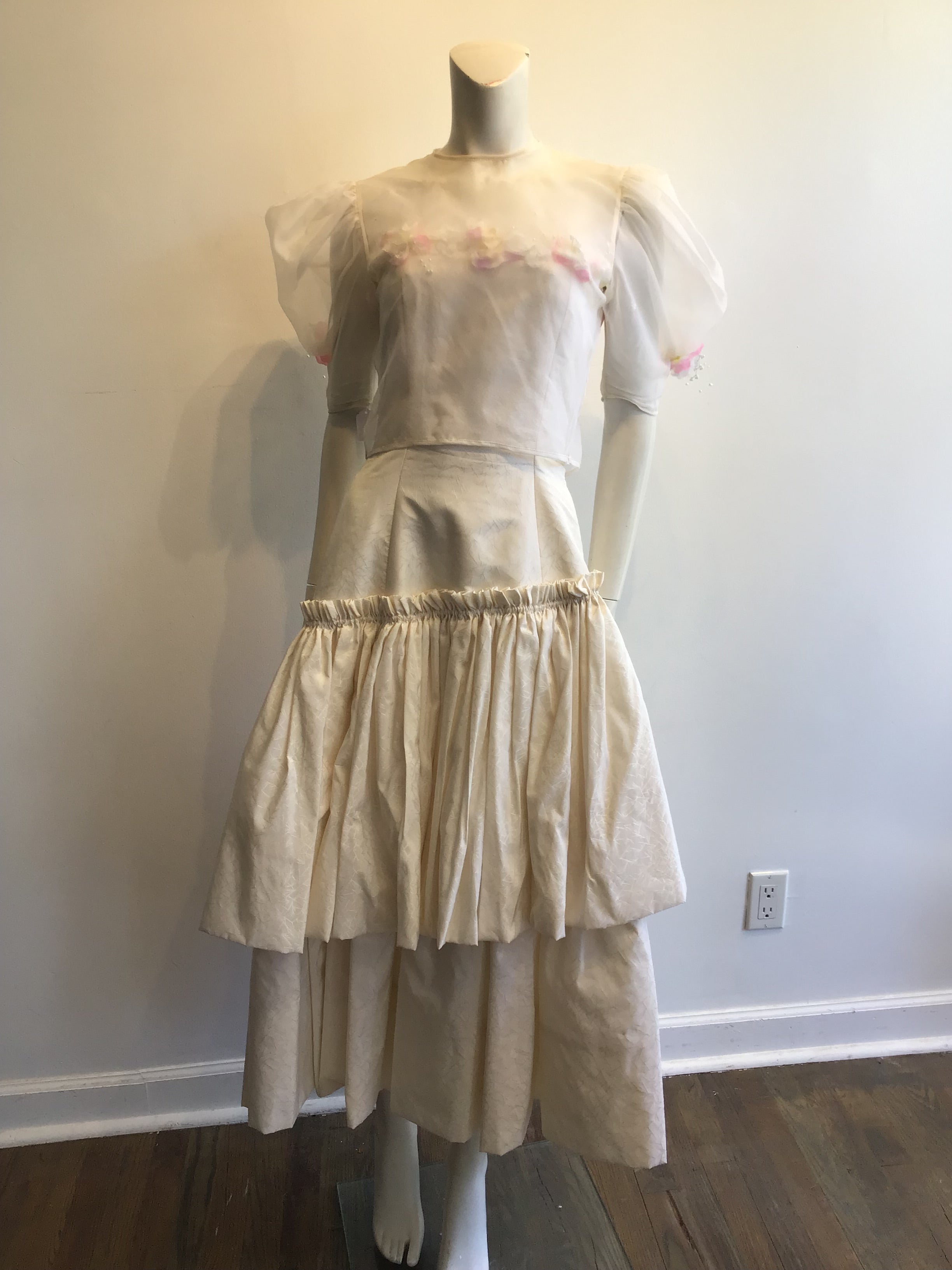 1980’s White Silk Taffeta Mary O’Donnell Cocktail Dress Size 4