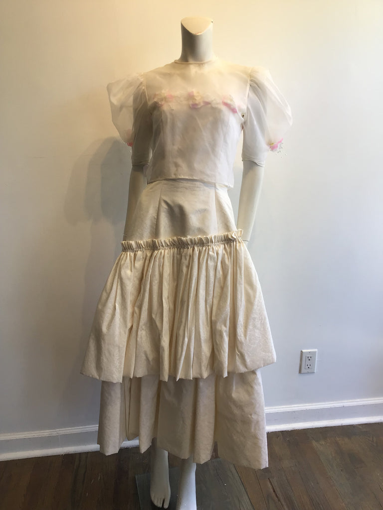 1980’s White Silk Taffeta Mary O’Donnell Cocktail Dress Size 4