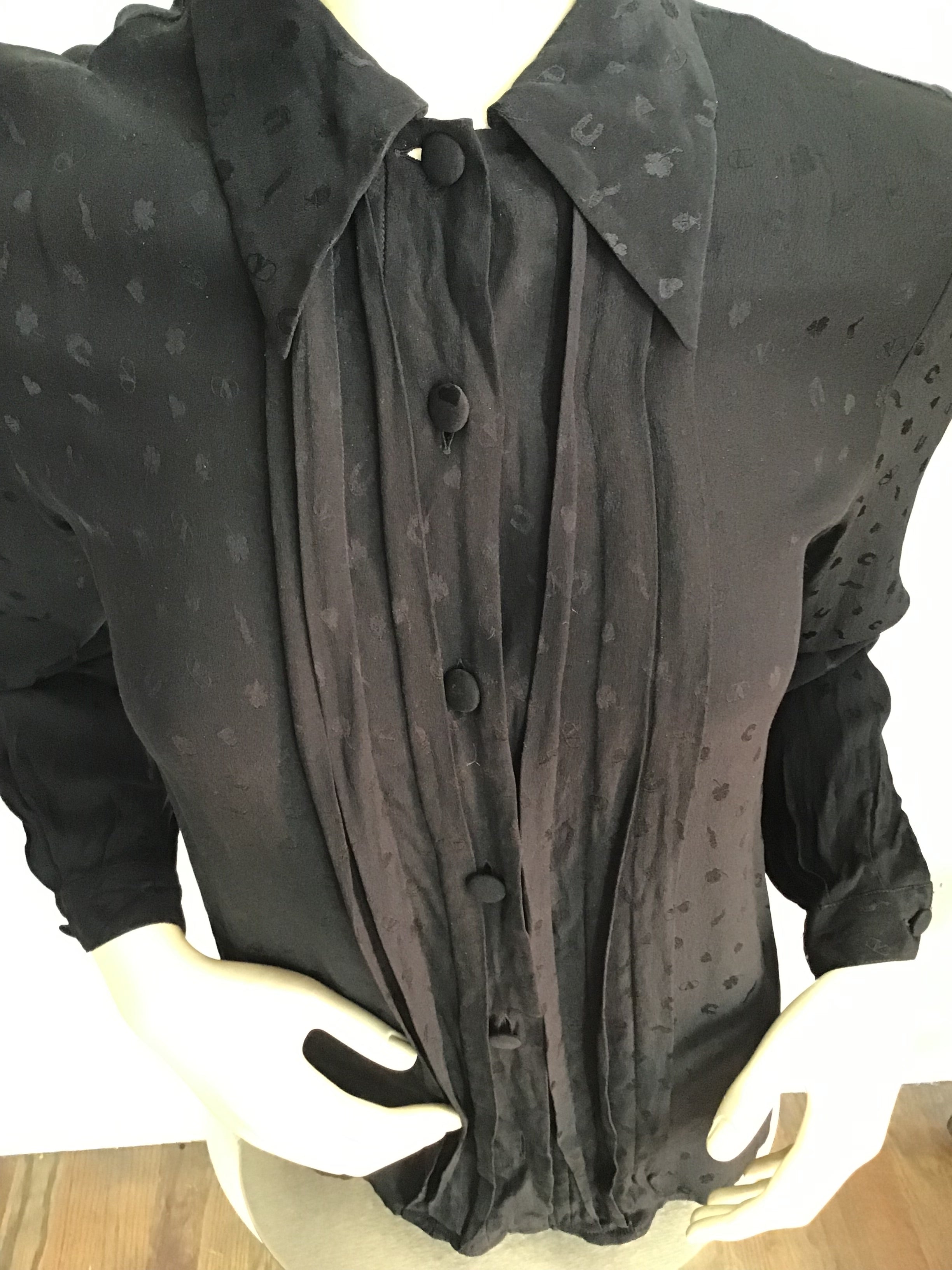 1970’s Black Silk Valentino Shirt Size 4