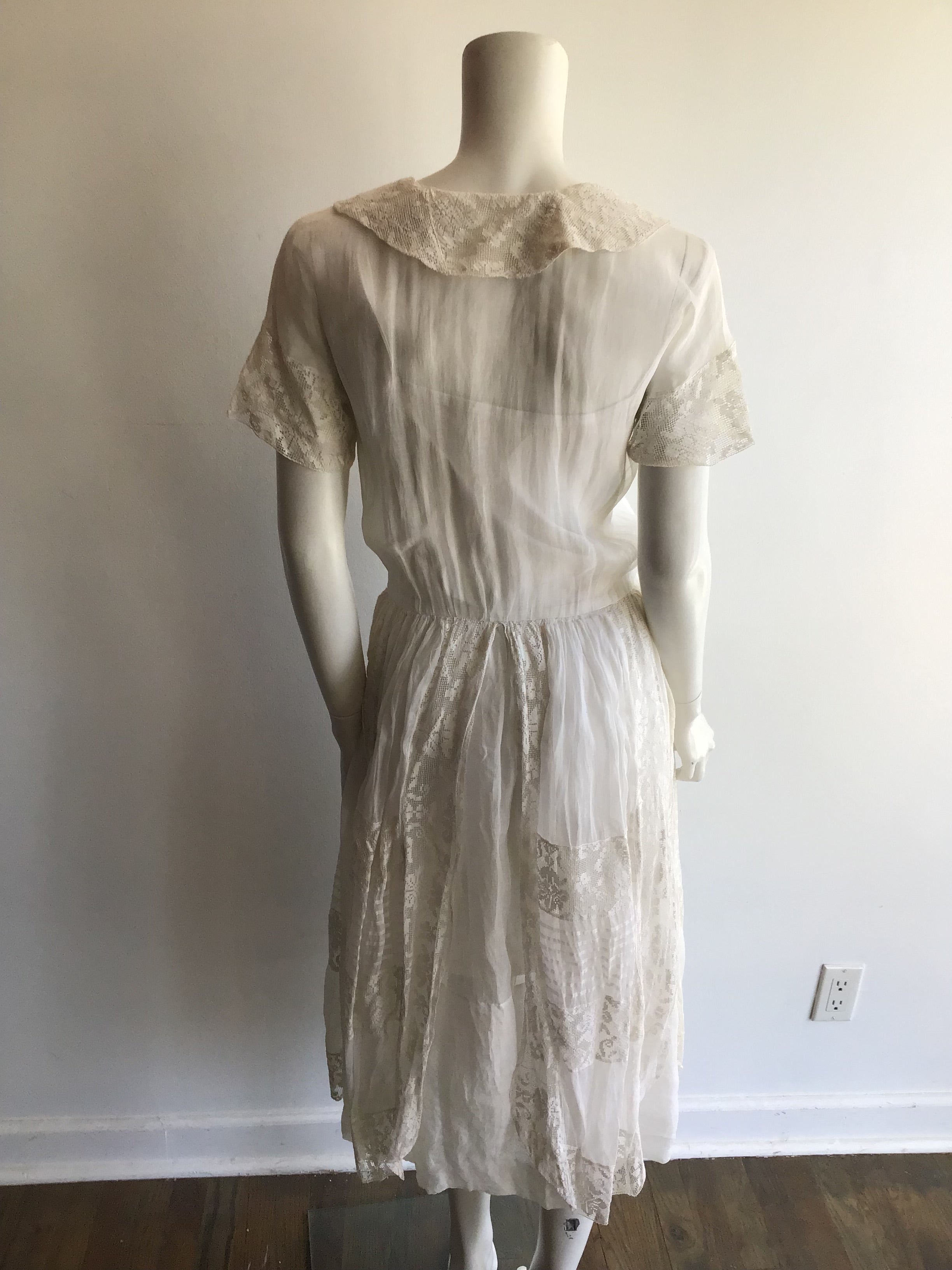 1918 White Cotton Lawn Dress Size 8