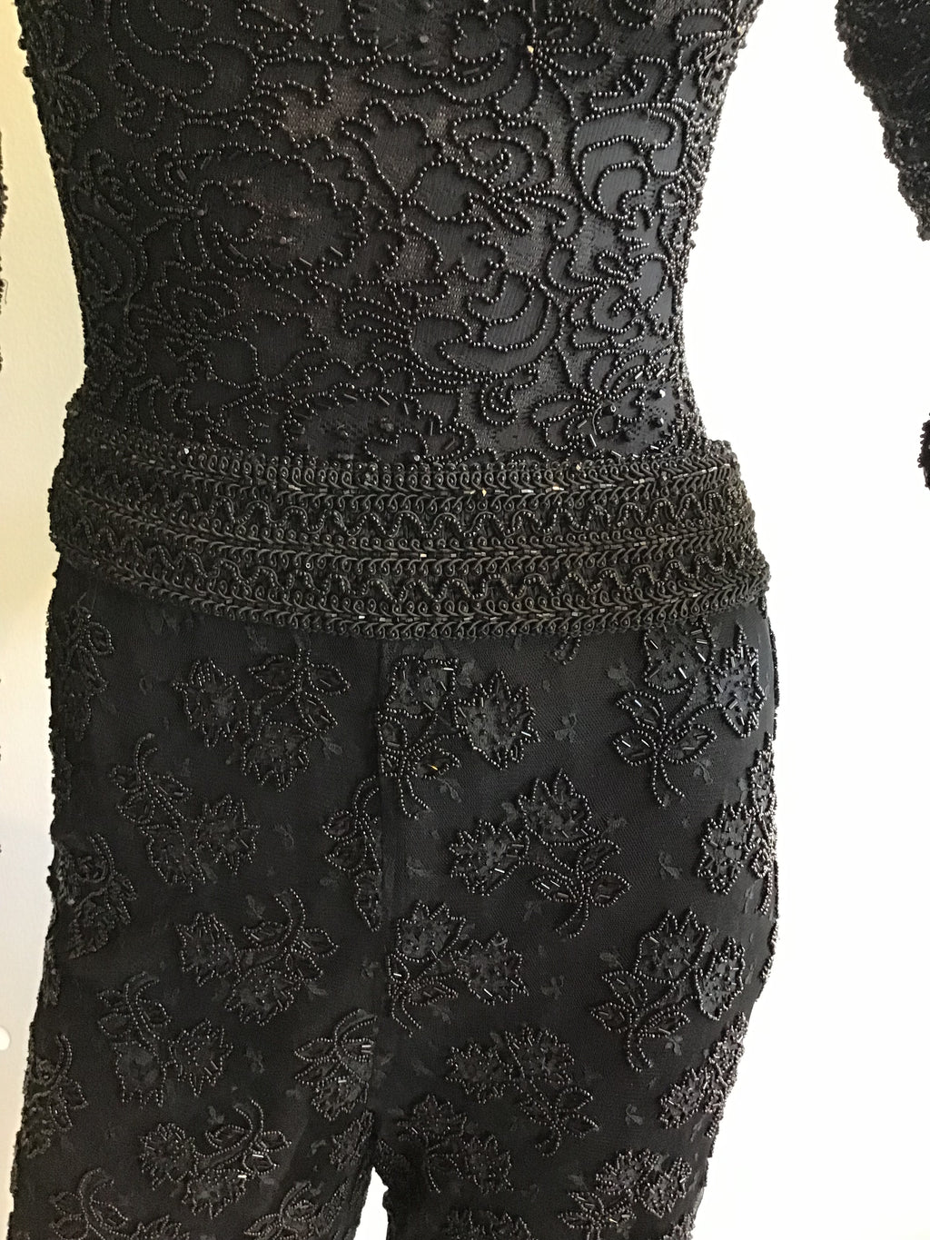 1980's Giorgio di Saint Angelo  Black Beaded Unitard and Pants Size 6/8