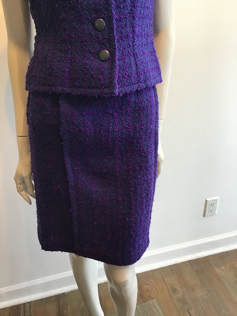 1960’s Wool Purple Wool Bouclé Sybil Connolly 3 Piece Suit Size 2