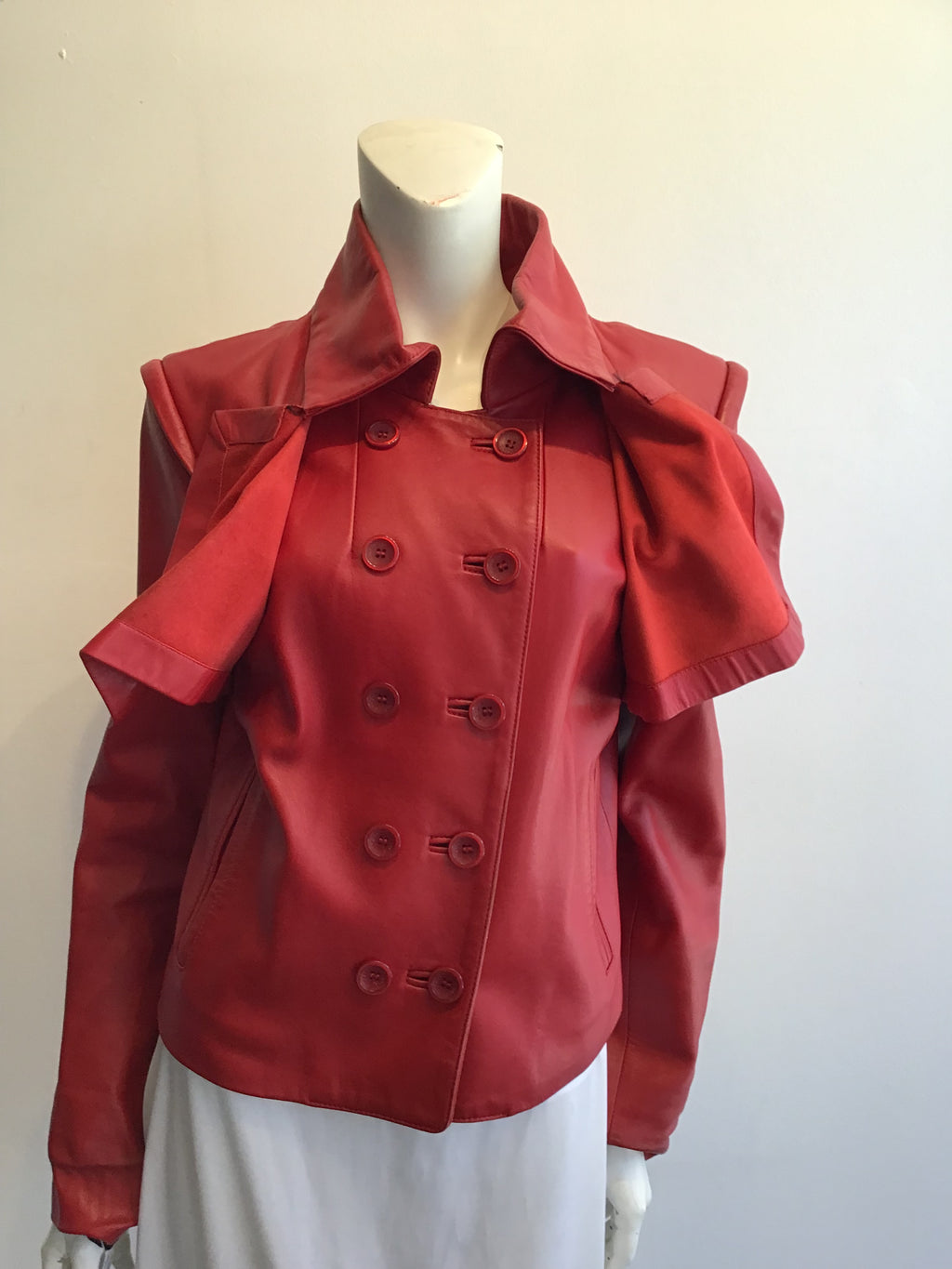 1990s Donals Pilsner Red Leather Jacket Size 6