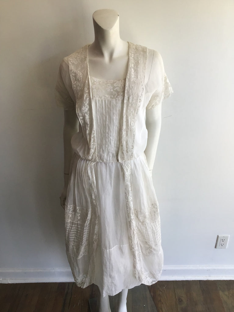 1918 White Cotton Lawn Dress Size 8