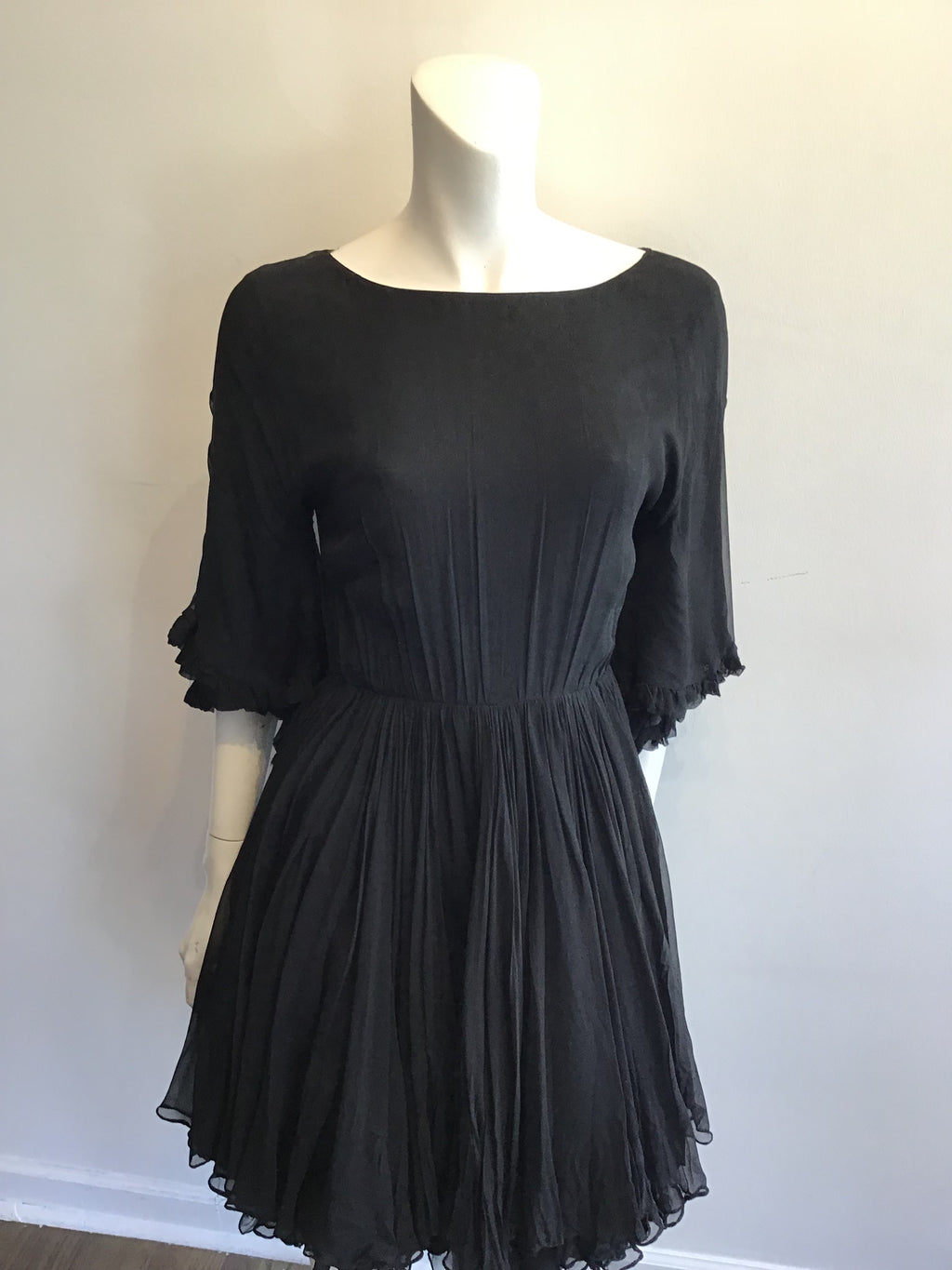 1960’s Black Chiffon Cocktail Dress Size 6