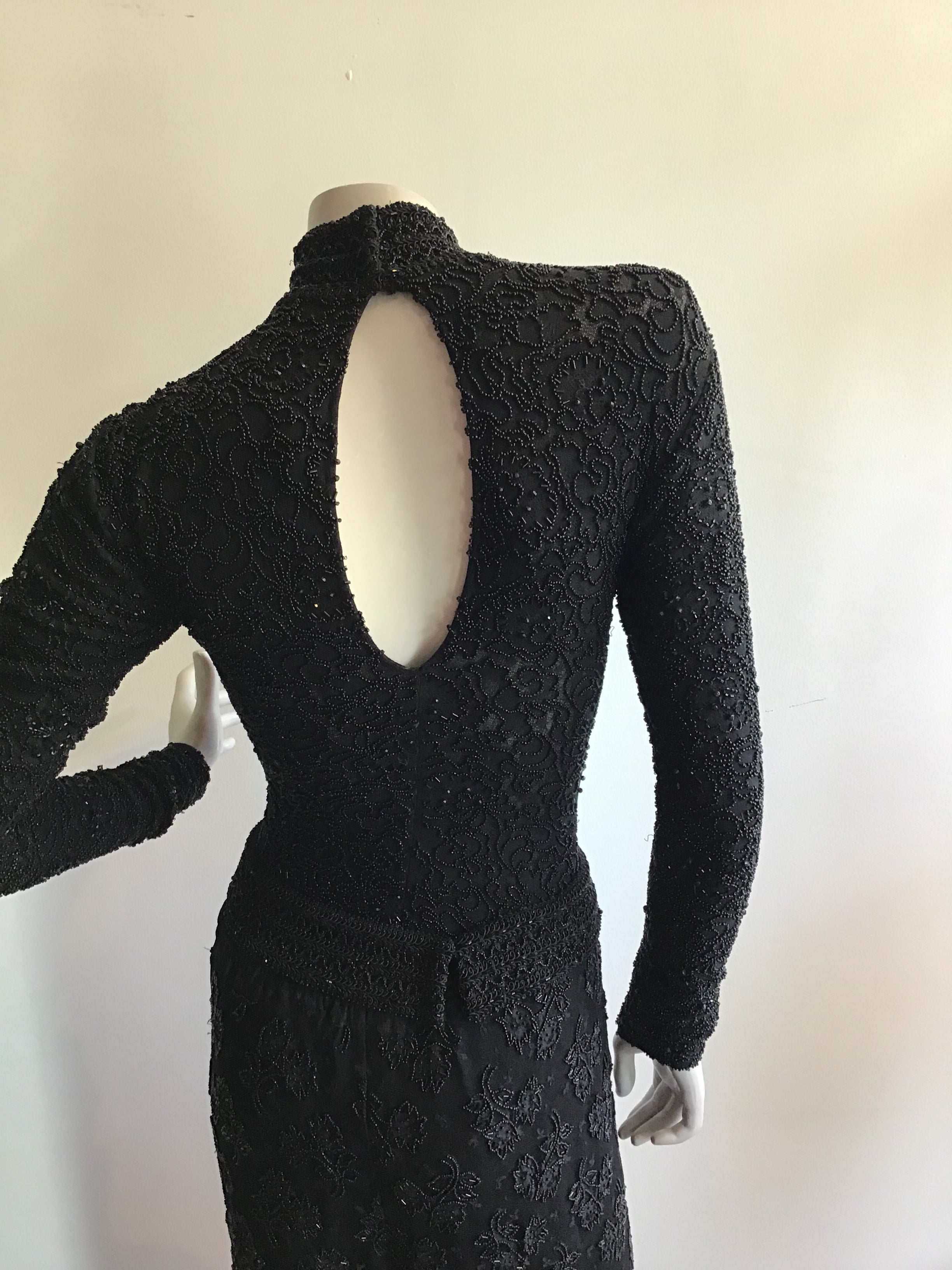 1980's Giorgio di Saint Angelo  Black Beaded Unitard and Pants Size 6/8