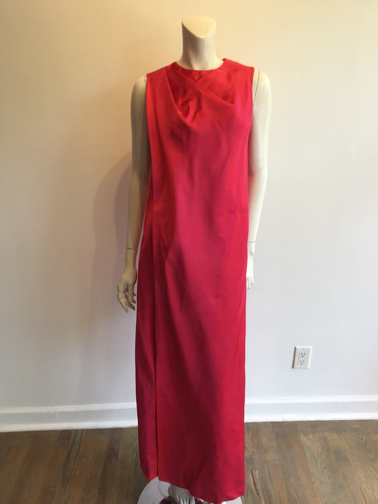 1960’s Raspberry Pink Silk Satin Evening Gown Size 4