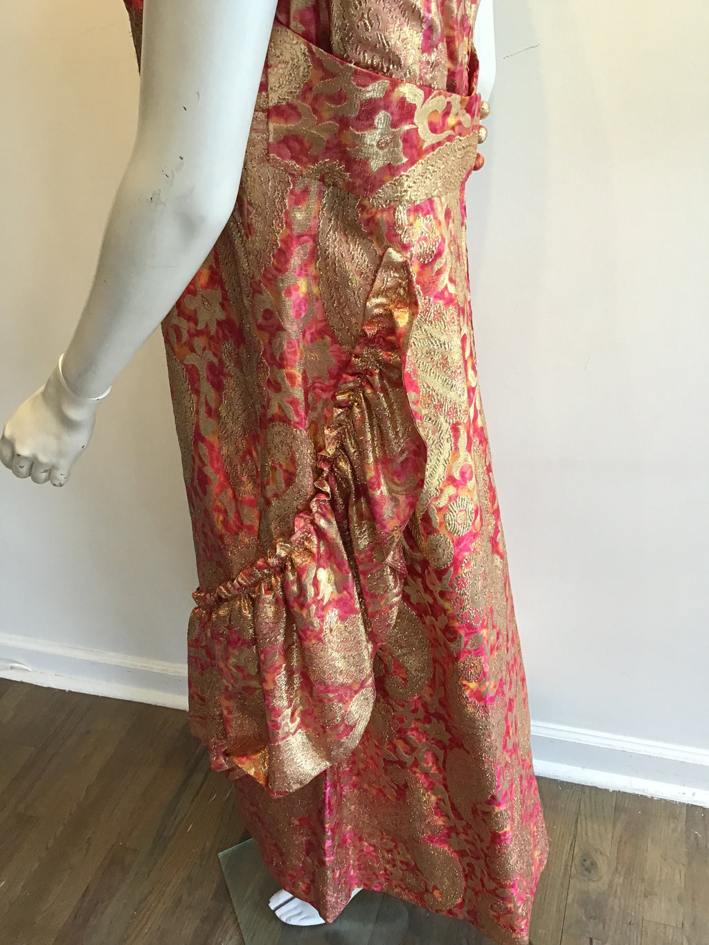 1960’s Pink and Gold Lamé Evening Gown Size 12
