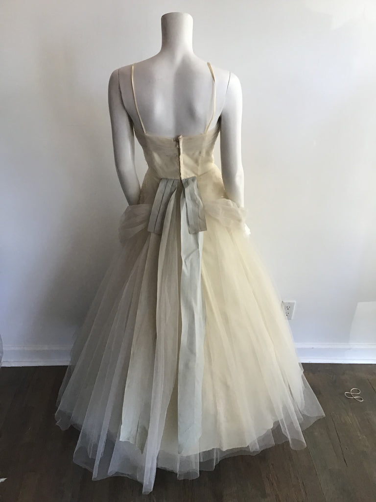 1950s Cotton Tulle and Sequins Evening Dress Size 6