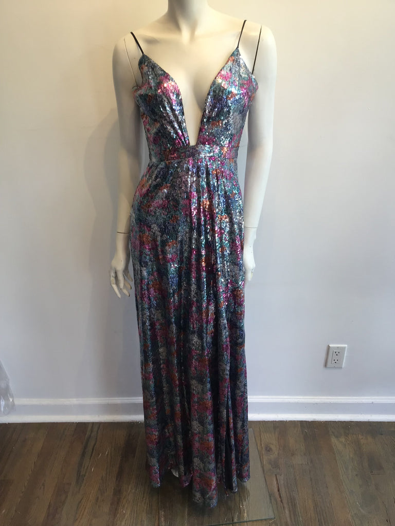 2000s Remus Brooks Multicolored Sequins  Evening  Dress Size 6