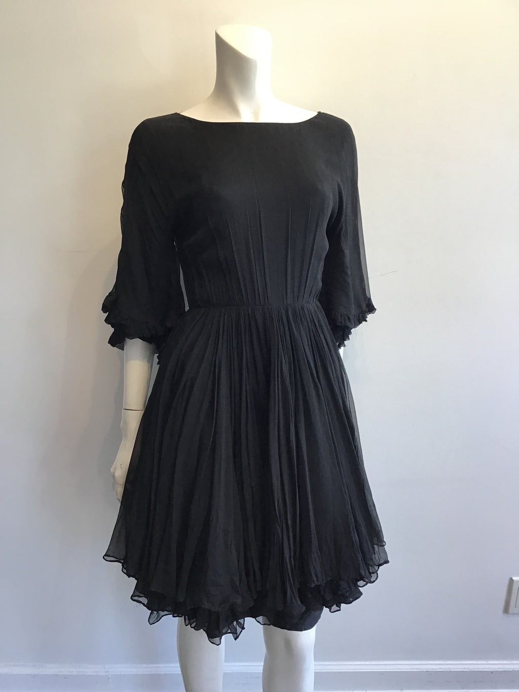 1960’s Black Chiffon Cocktail Dress Size 6
