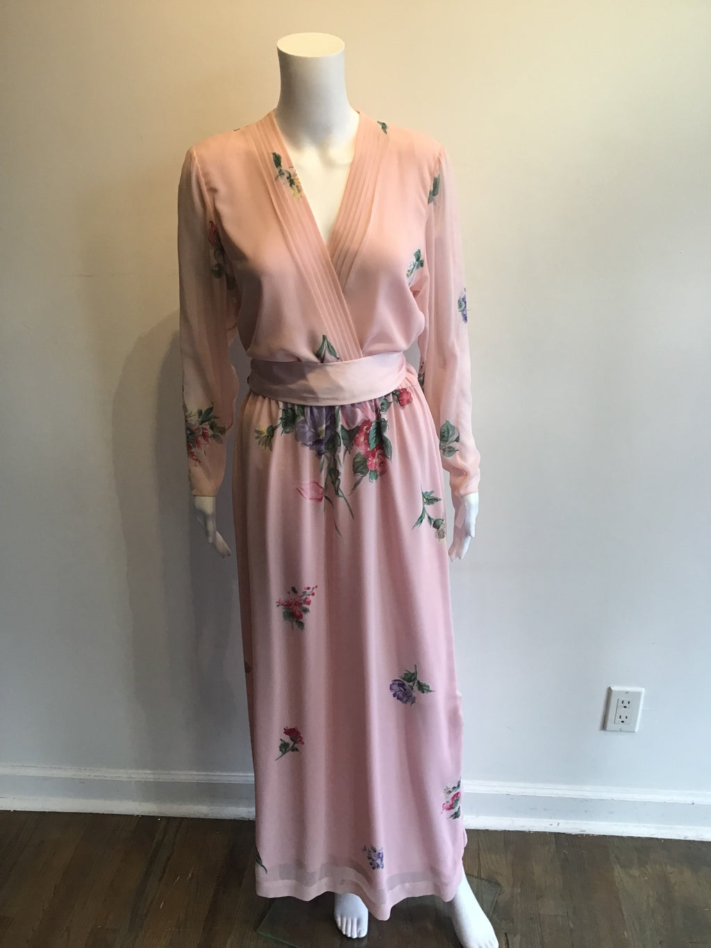 1980’s Pink Polyester Blend Dress Attributed to Hanae Mori Size 8