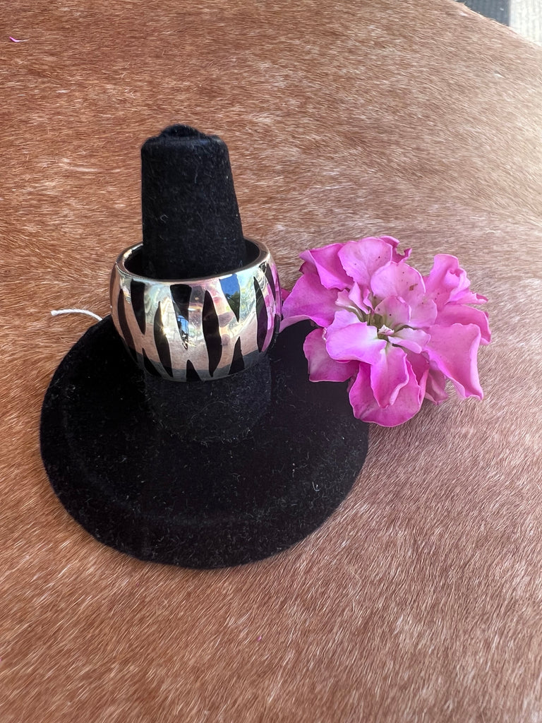 Sterling Silver Black Enamel Ring Made in Italy