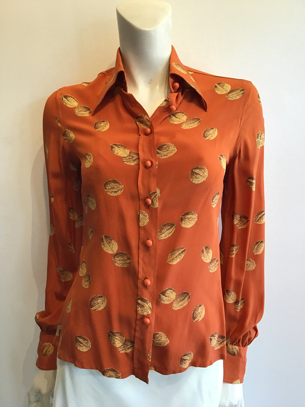 1970’s Valentino Orange Silk Blouse Size 6