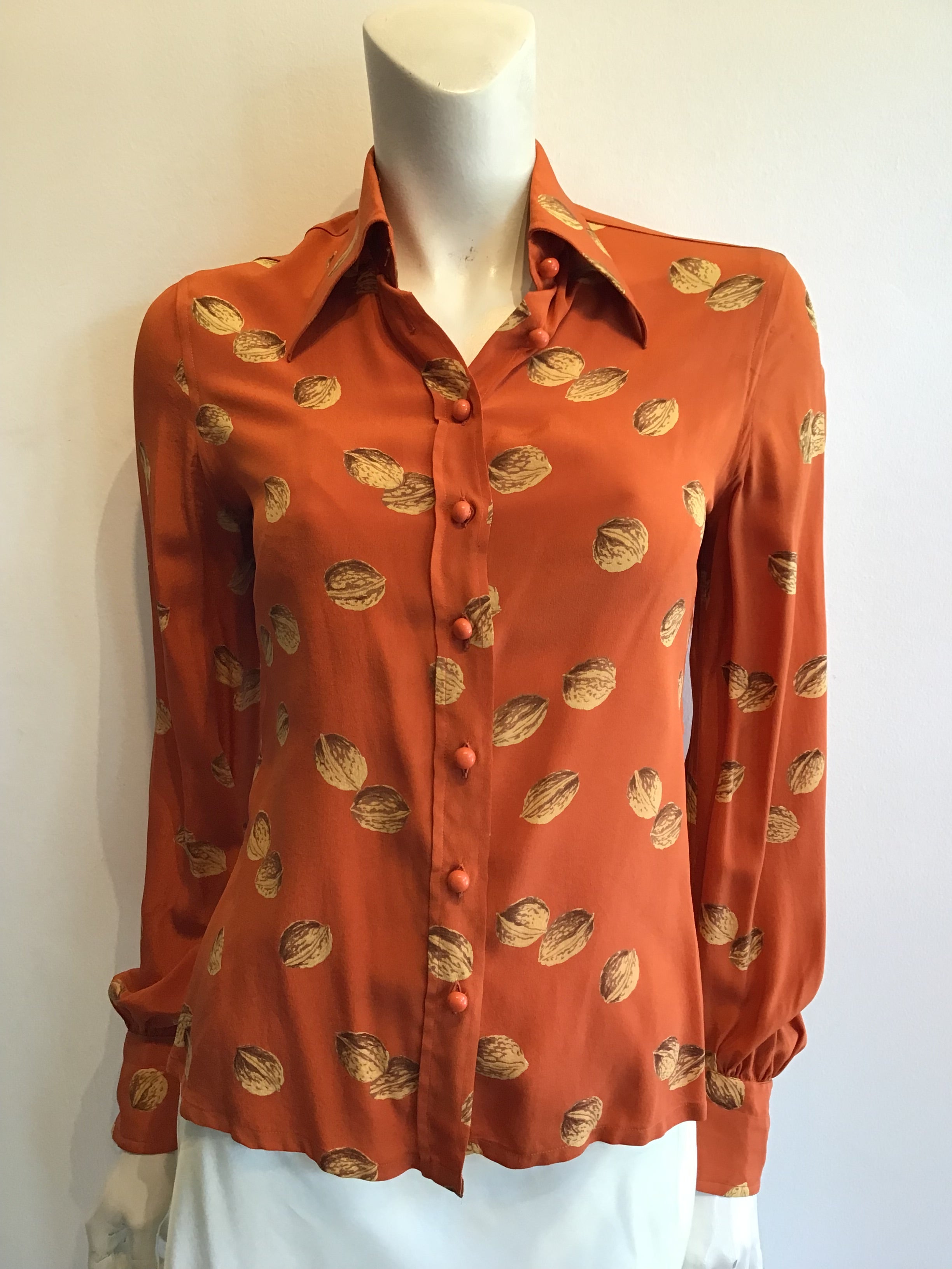 1970’s Valentino Orange Silk Blouse Size 6