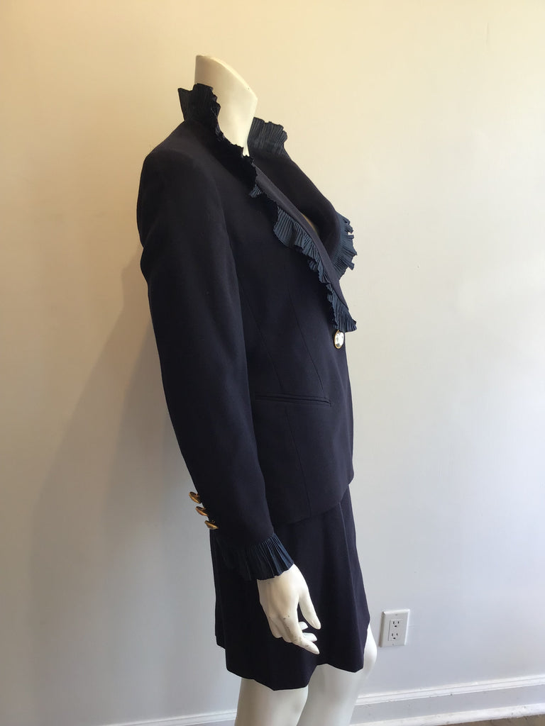1980’s Navy Blue Wool Christian  Dior Suit Size 6