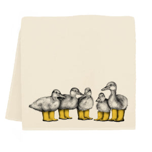 Ducks with Boots Tea Towel unfolded