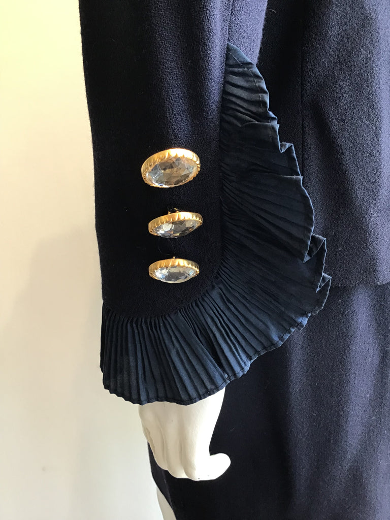 1980’s Navy Blue Wool Christian  Dior Suit Size 6