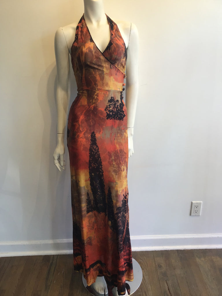 1970s Miss Novell  long  halter  Dress Size 2