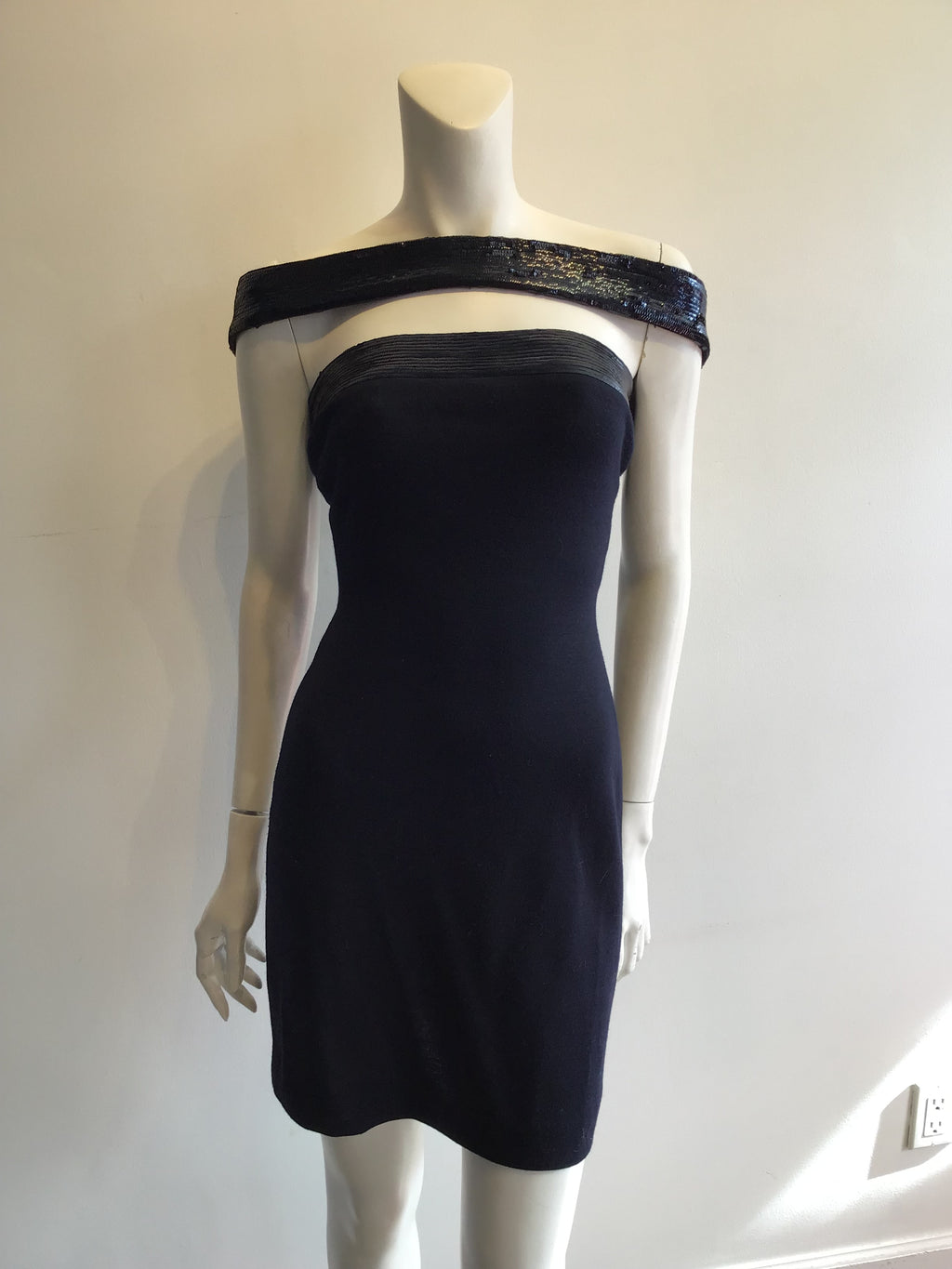 1990’s Donna Karan Navy Blue Wool Cocktail Dress Size 6