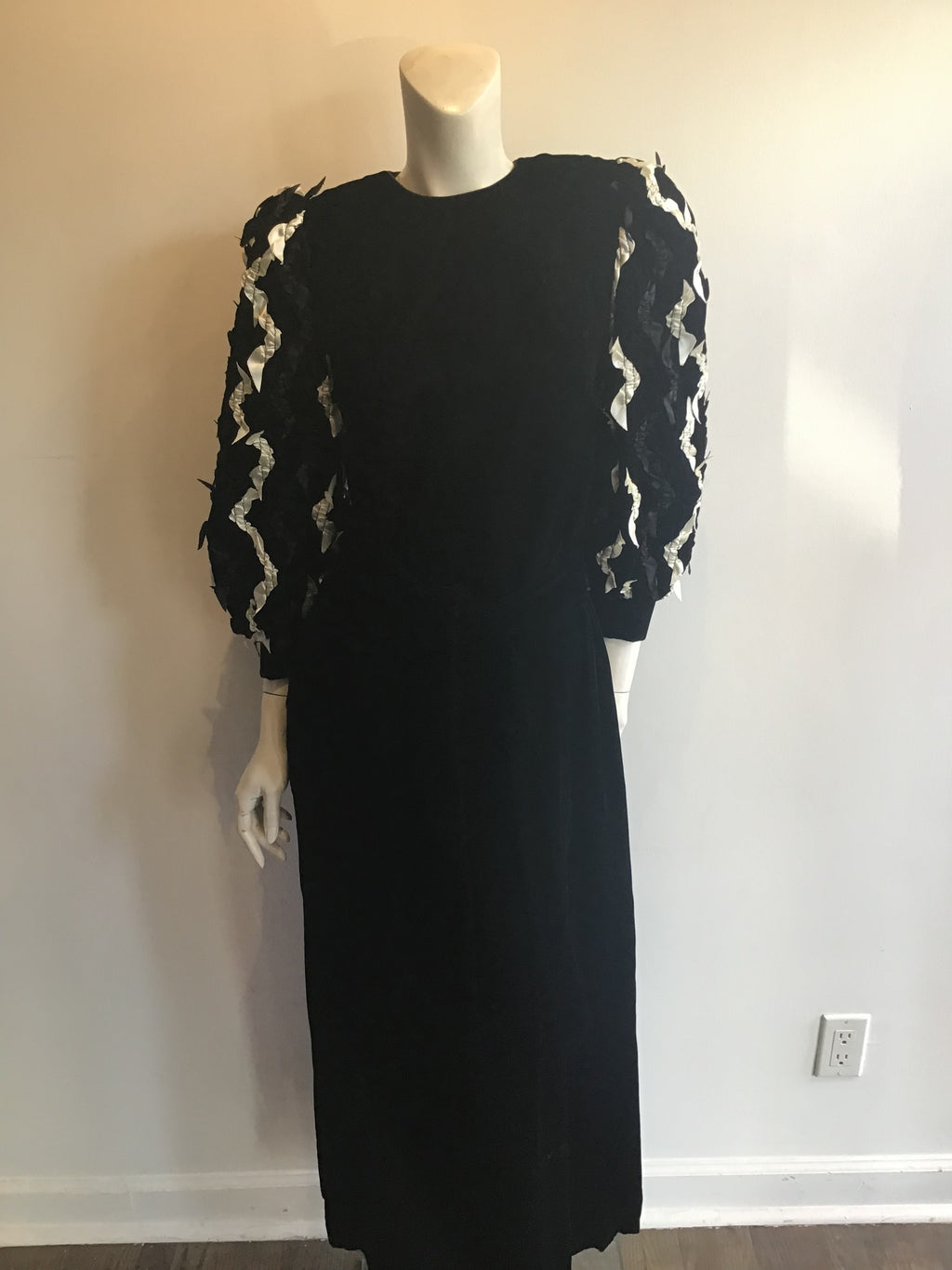 1980's David Brown for Saks Black Velvet Evening Dress
