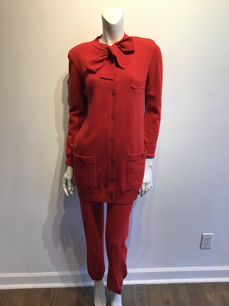 1980s Sonia Rykiel Red Wool 3 Piece Ensemble Size 6