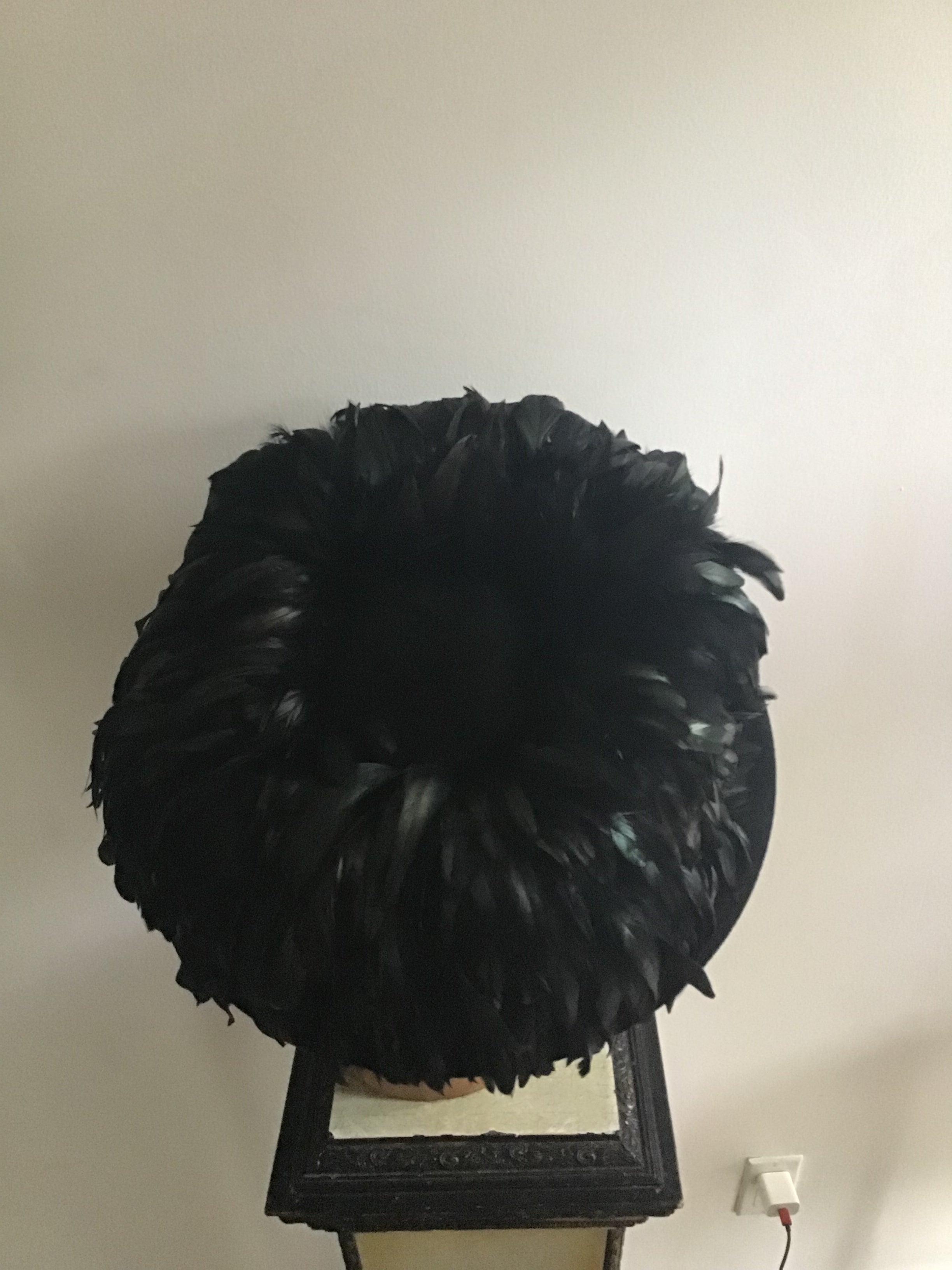 1999 B Michael Couture Black Hat with Feathers