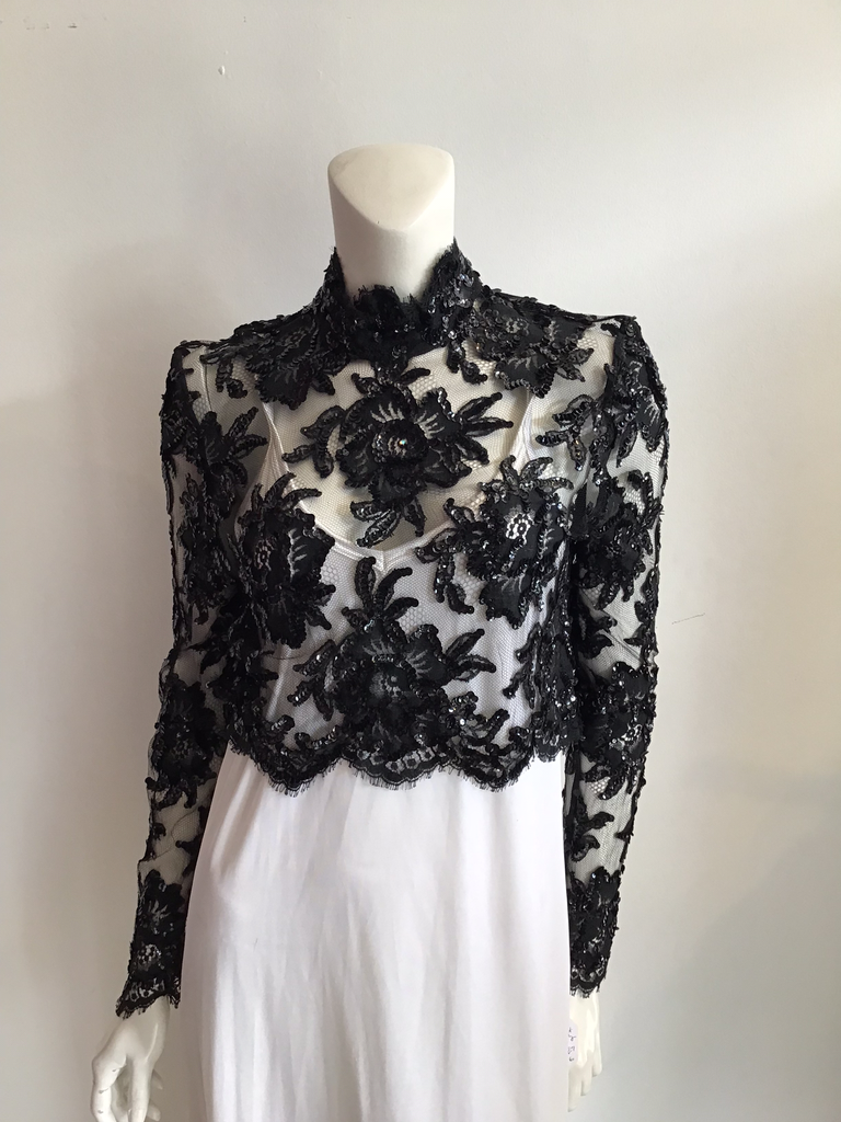 Patrick Kelly rare vintage 1980s lace andsequinned blouse 