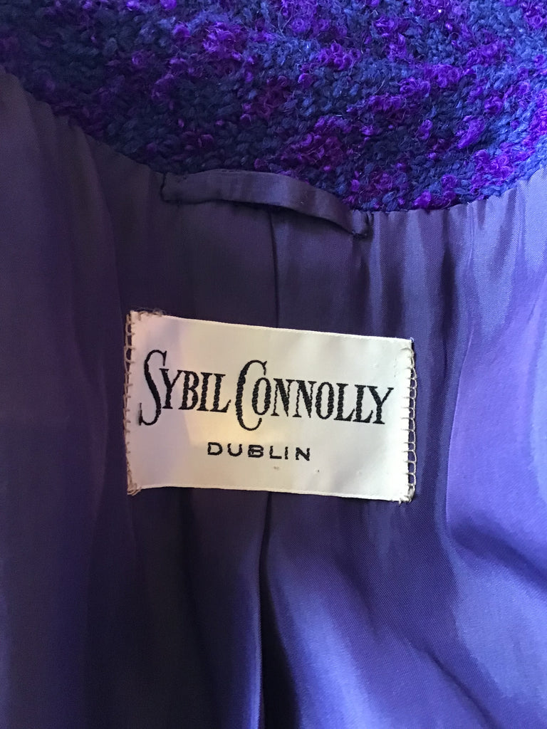 1960’s Wool Purple Wool Bouclé Sybil Connolly 3 Piece Suit Size 2