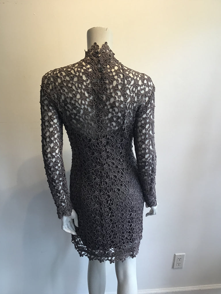 1990s Severin Cotton and Rayon Lace Dress with Slip Size 8