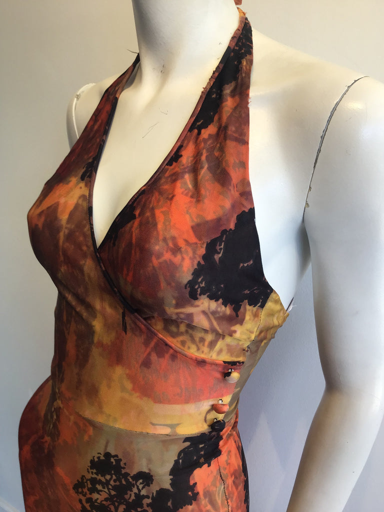 1970s Miss Novell  long  halter  Dress Size 2