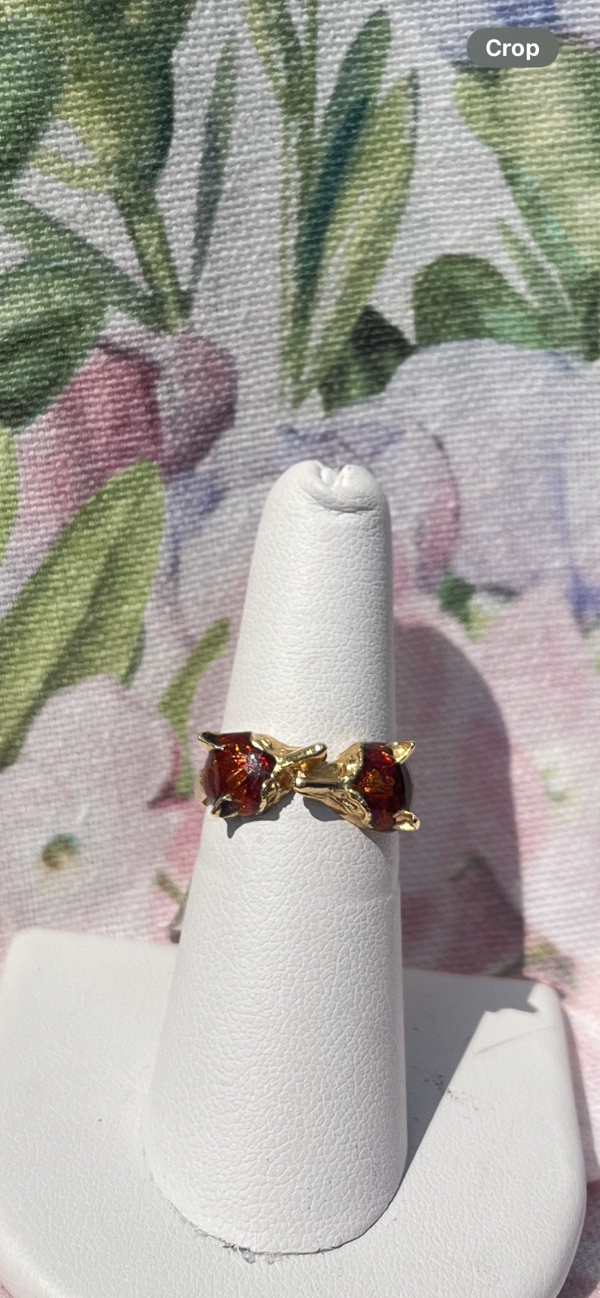 14K ENAMELED FOX HEAD RING
