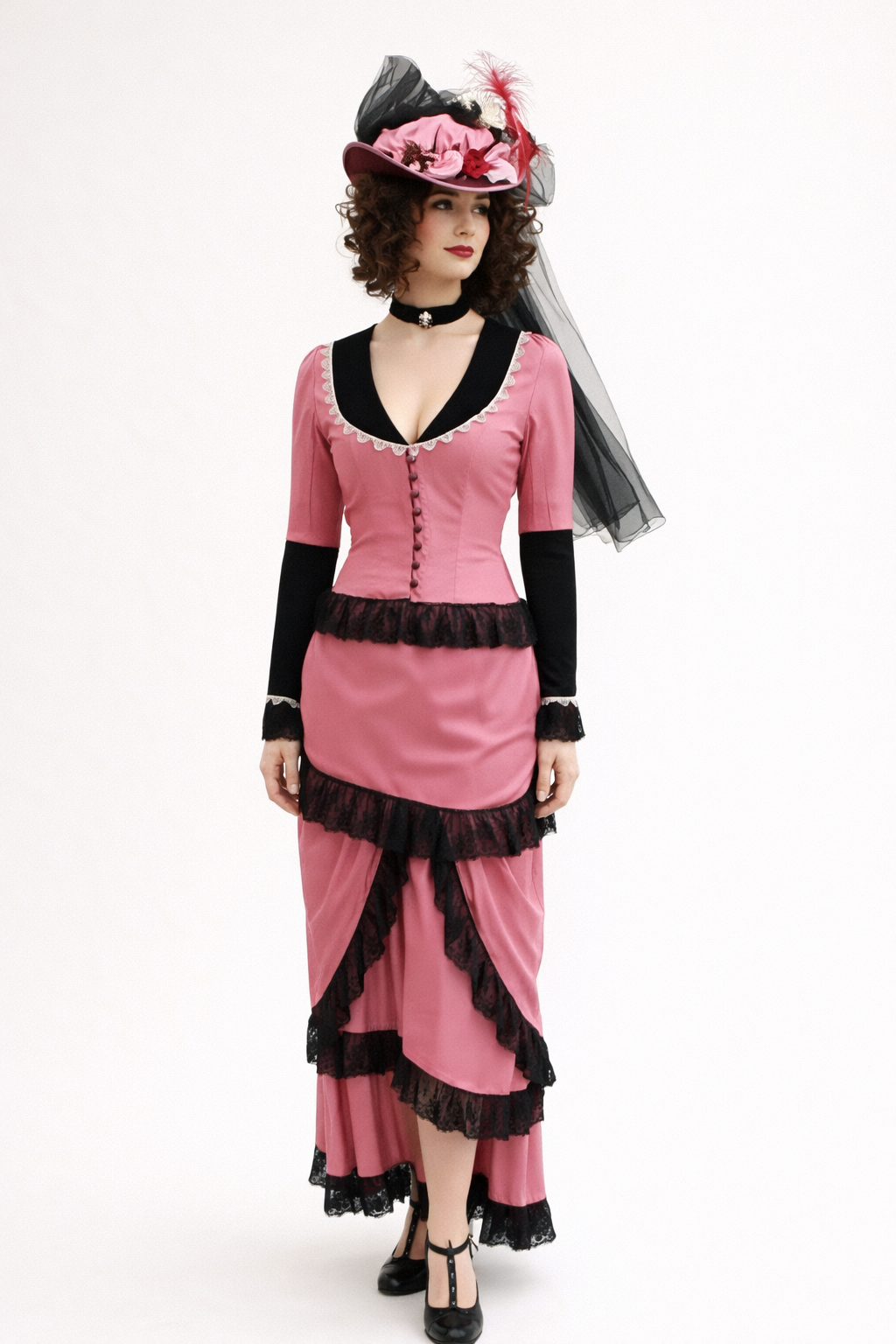 Early 1870's Traveling Pink Dress, Women's Costume Rental