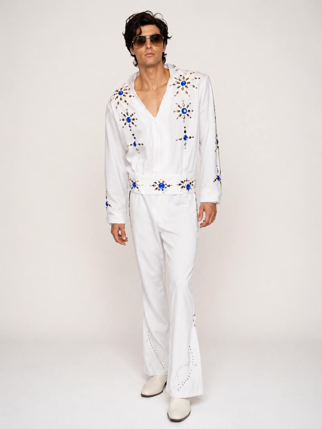 Elvis Two Piece White Costume with Diamond Studs 1960’s Men’s Costume Rental