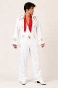 Elvis Two Piece White Costume with Diamond Studs Rhinestones 1960’s Men’s Costume Rental