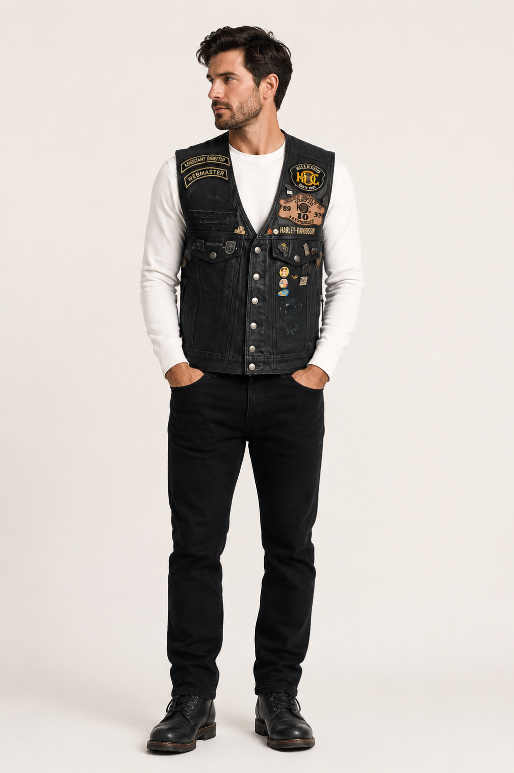 Embroidered Leather Vest, 1950's Men's Rental