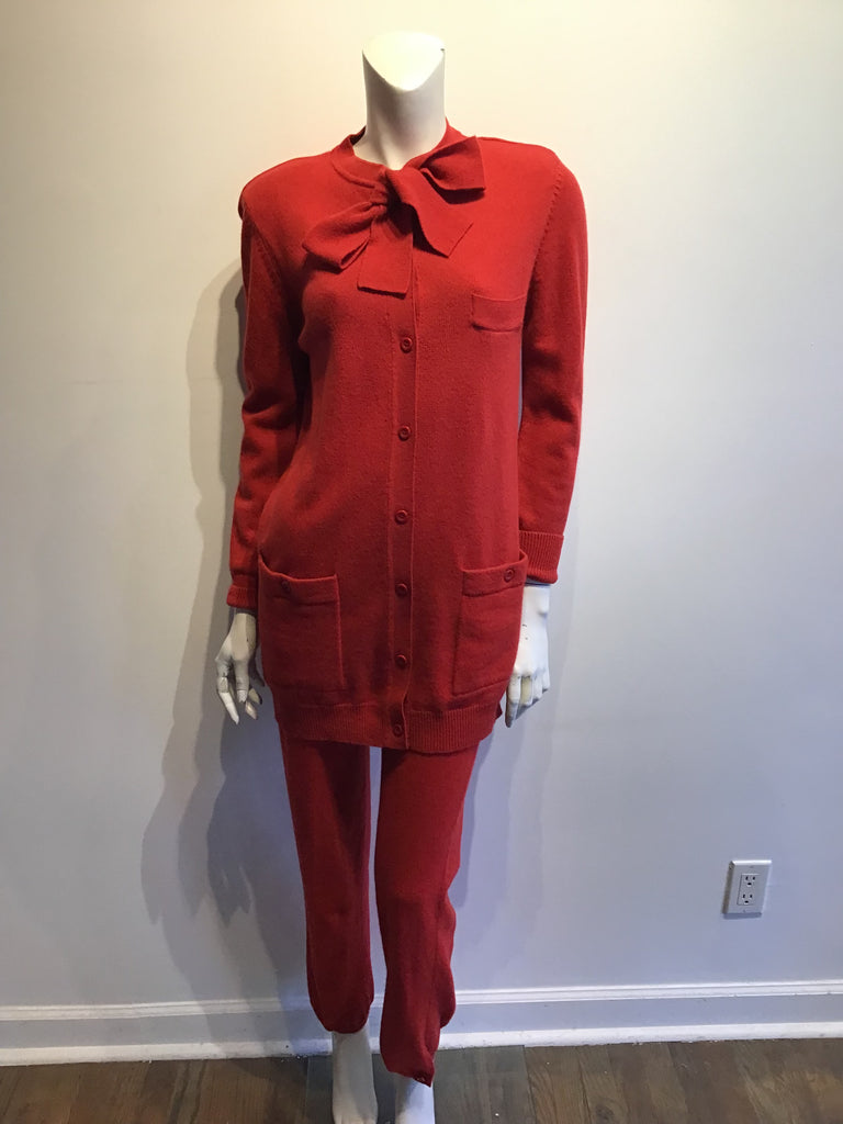 1980s Sonia Rykiel Red Wool 3 Piece Ensemble Size 6