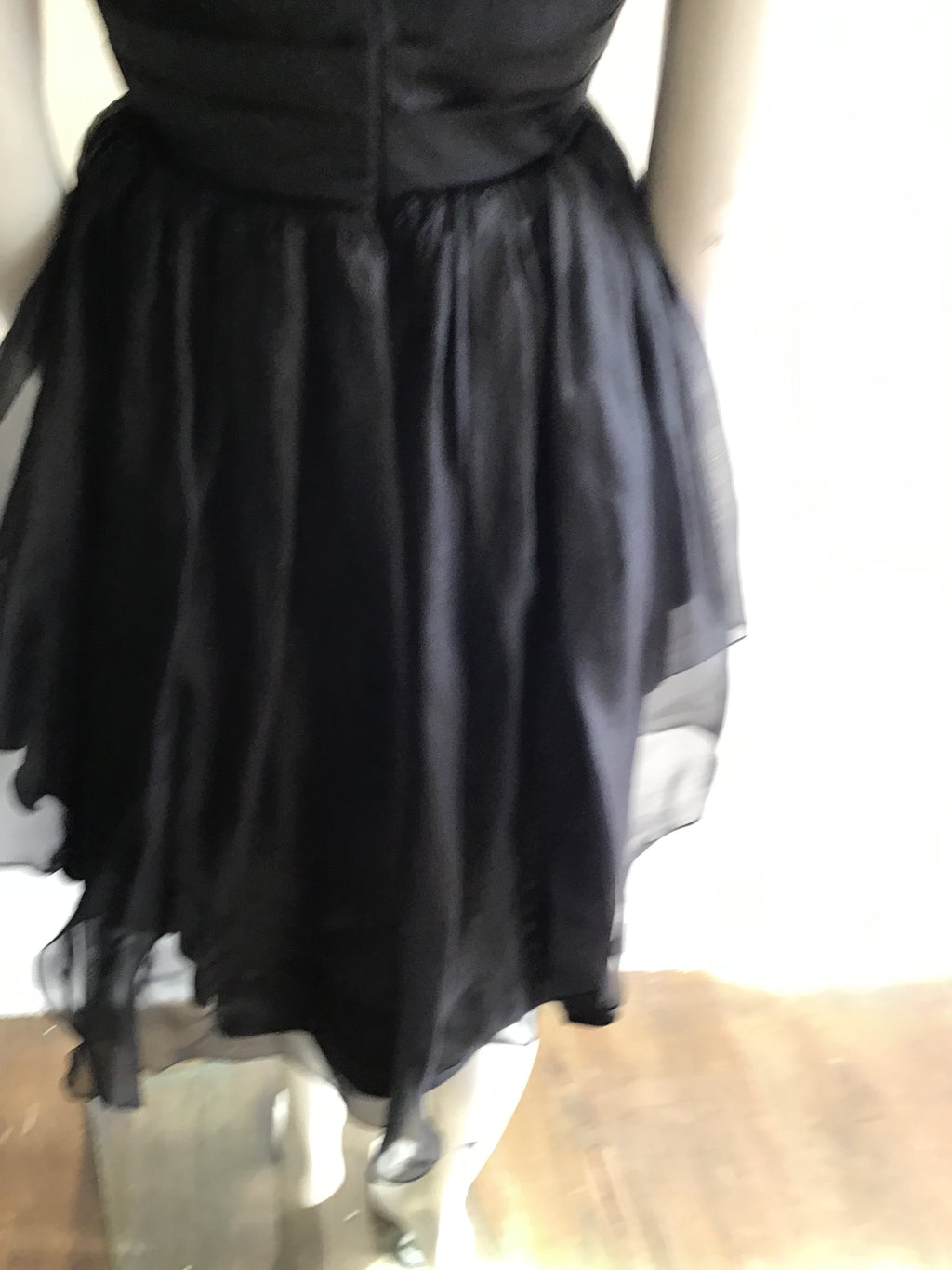 1980’s Black Chiffon Silk Blend Cocktail Dress Size 6