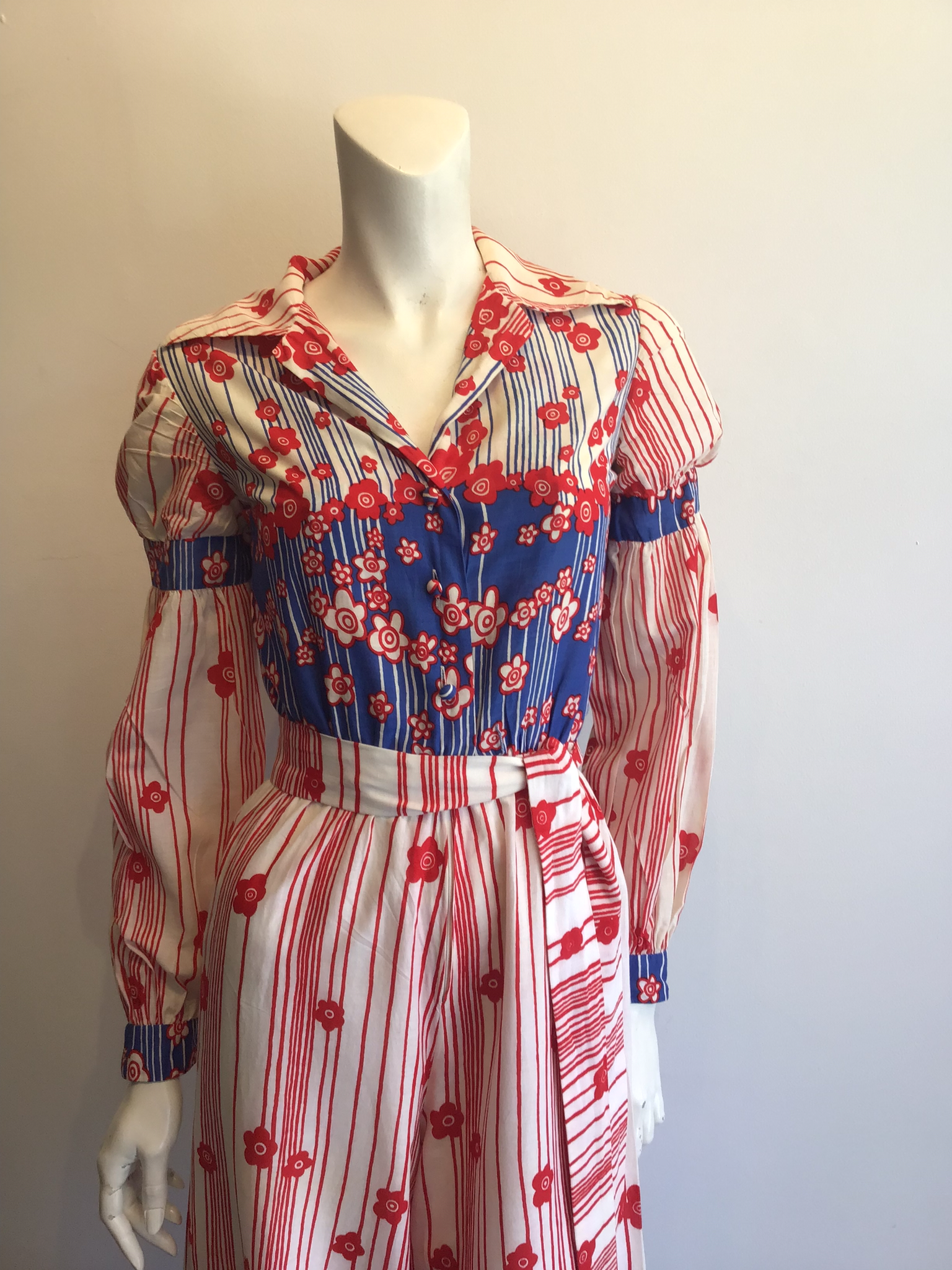 1970’s red,White and Blue Cotton Malcolm Starr Jumpsuit Size 6